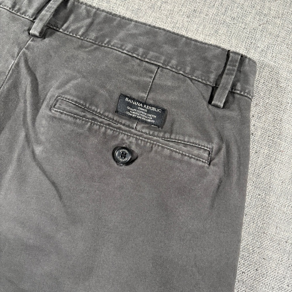 Banana Republic Fulton Chino Men 34x30 (Fits 34x28) Dark Grey Slim Stretch Pants